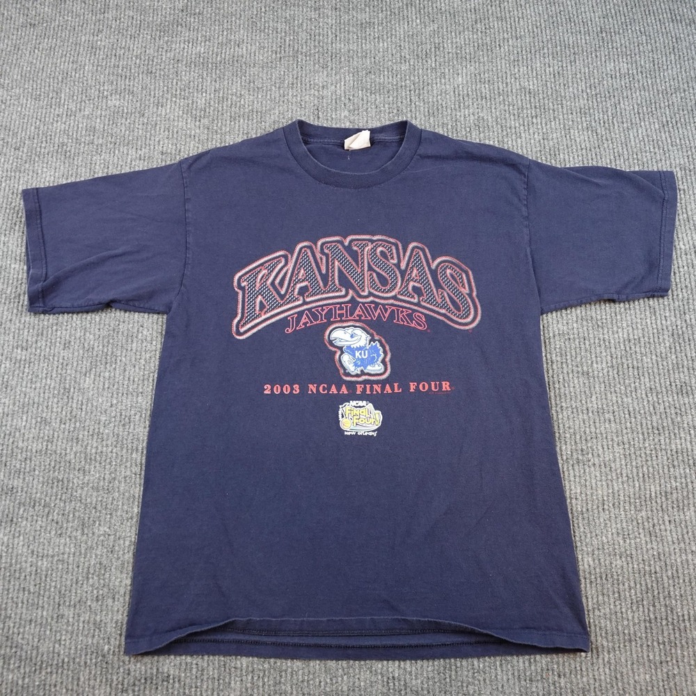 Vintage Kansas Jayhawks Shirt Mens Large Blue NCAA Lee Sport Final Four 2003